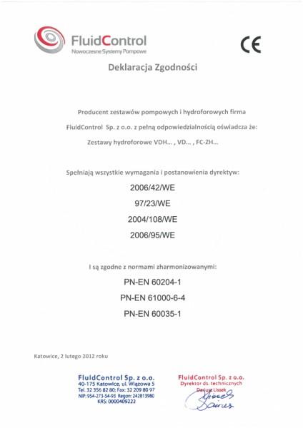 Deklaracja zgodności Fluidcontrol